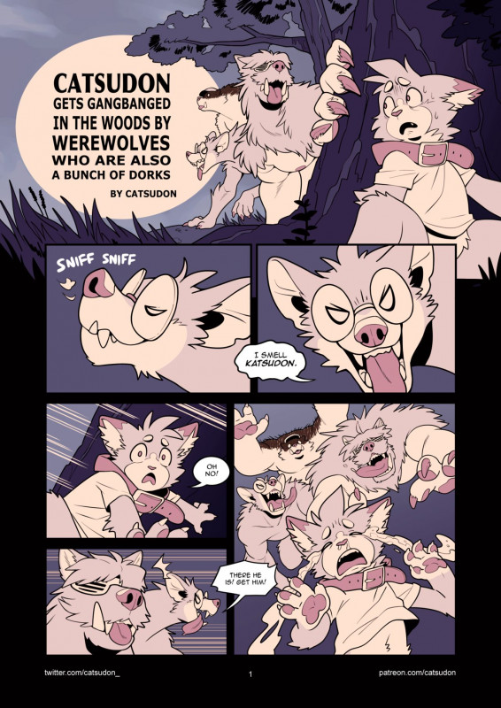 Catsudon - Catsudon Gets Gangbanged In the Woods By Werewolves Who Are Also a Bunch of Dorks Porn Comics