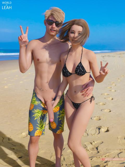 World Of Leah - Annie at the Beach 3D Porn Comic